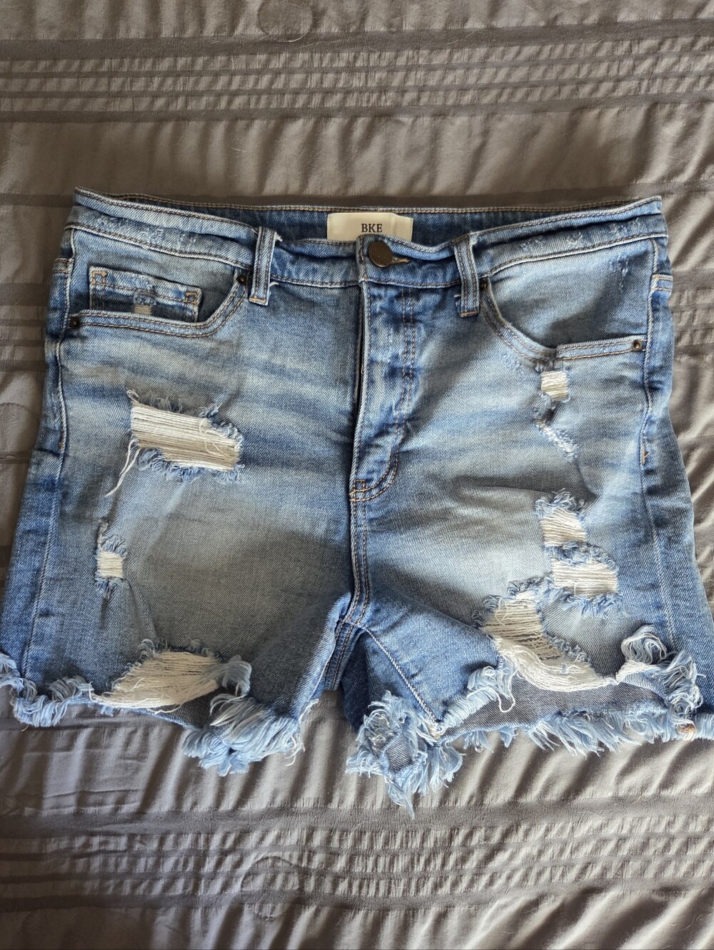 BKE Light Blue Distressed Denim Jean Shorts